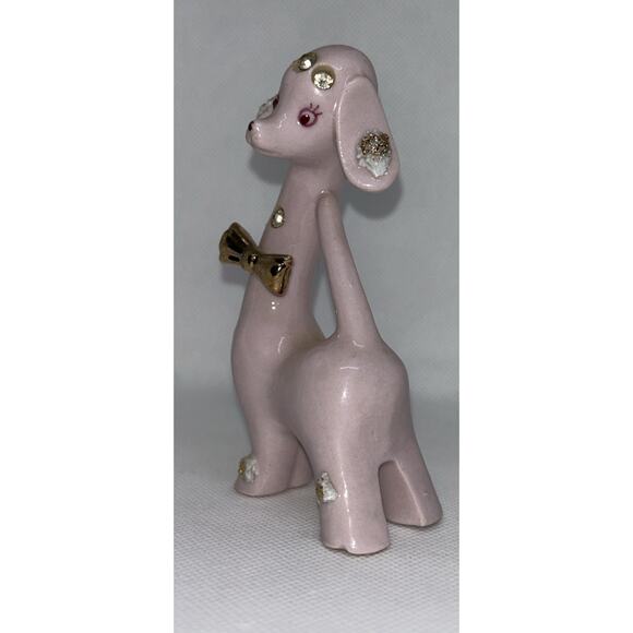 Vtg THAMES MCM Pink Porcelain Dog Spaghetti Trim Japan 1950s - Picture 2 of 7